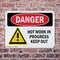 Signmission Hot Surface Sign, 10 in H x 14 in W, Plastic, Hot Work In Progress Keep Out OS-2PACK-DS-P-1014-L-1365 - alternate 6